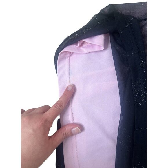 Vtg Y2k Milkmaid Dress Fits M Black Pink Sheer Whimsigoth Goth Fairy Sequin - Picture 12 of 16